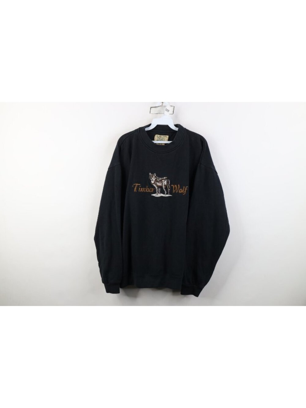 Vtg 90s Streetwear Mens 2XL Faded Nature Timber Wolf Crewneck Sweatshirt Black